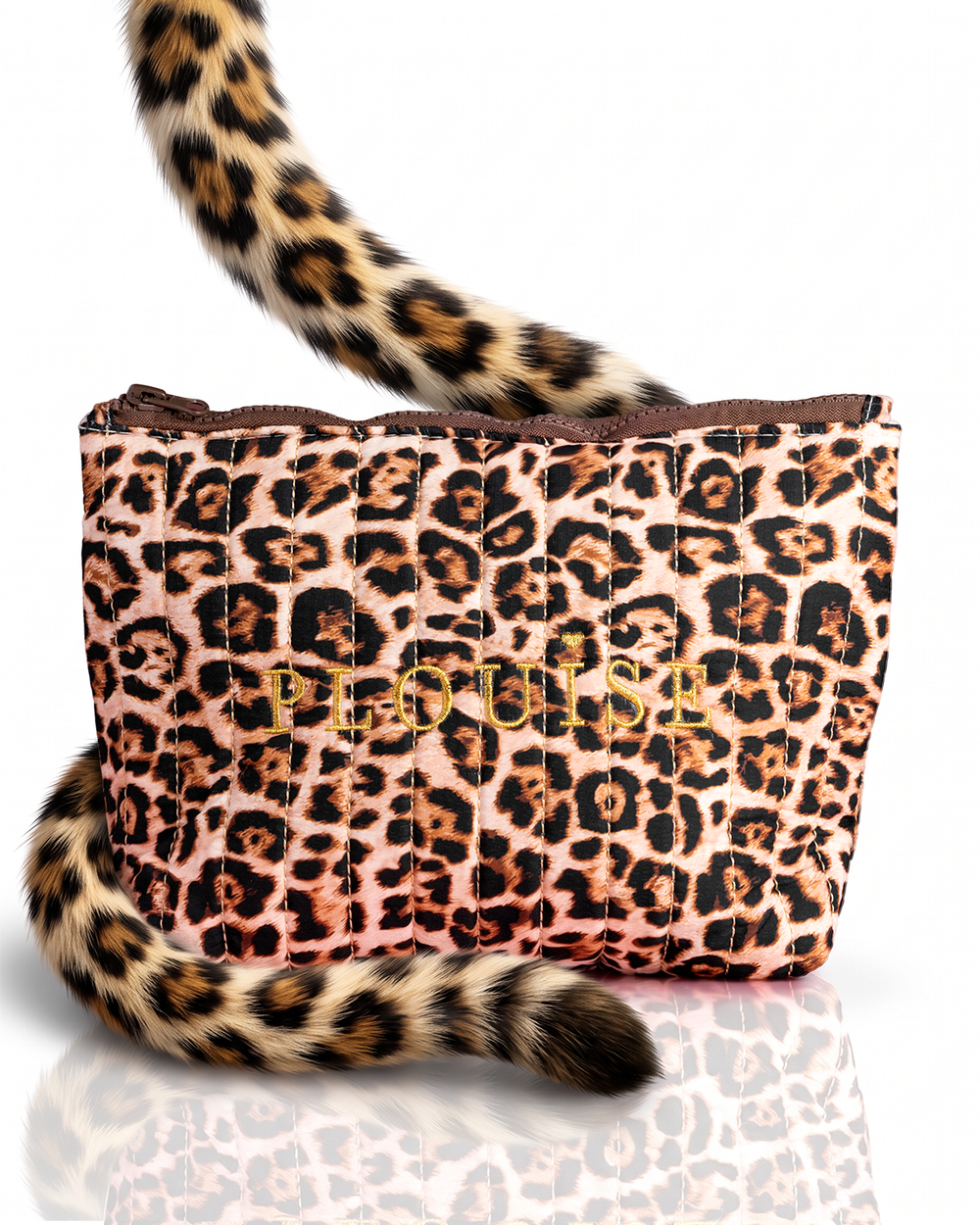 Cheetah Soft Savage Leopard Print Broderad Makeup Bag