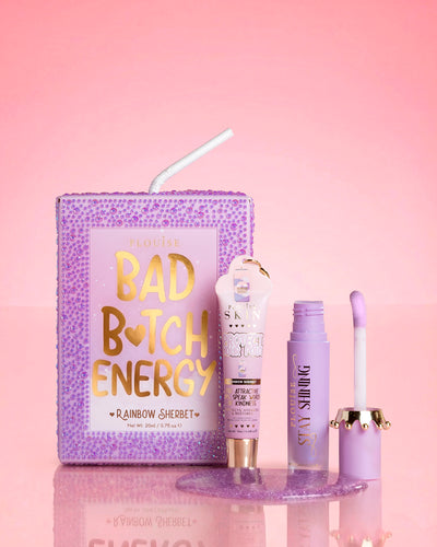 Lila P.Louise crystal glitter bad bitch energy lip duo i regnbågssorbet med en glansig läppolja och läppbalsam