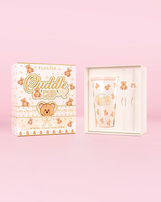 Bild på P.Louise Teddy Touch Cuddle Cup Tumbler & Straw i förpackning med teddytryckdesign