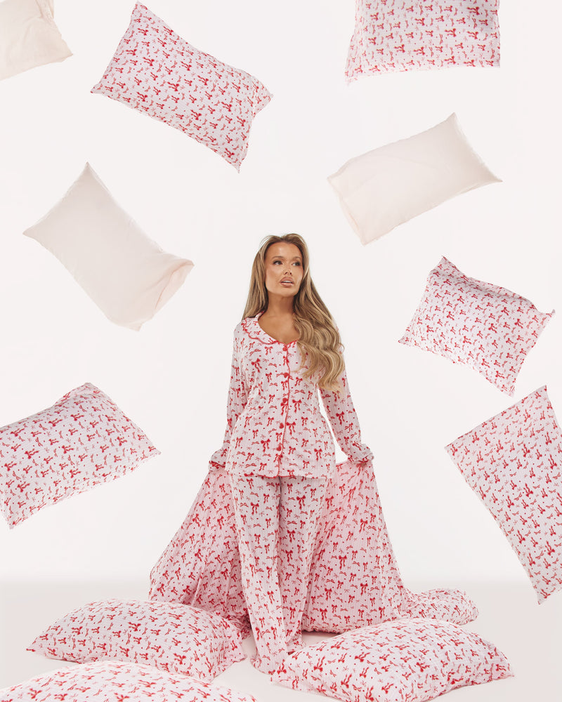 Pyjamasbyxset för julrosett för kvinnor
