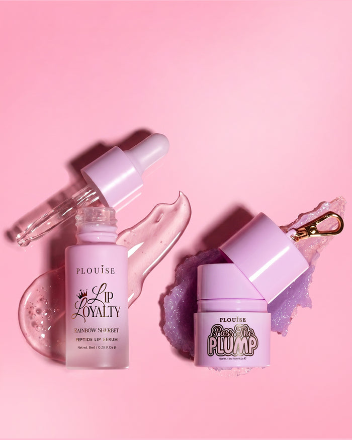 P.Louise Sippin Pretty Lip Duo i Rainbow Sherbet med läpplojalitets-pepetide läppserum och klarar den fylliga läppbehandlingen