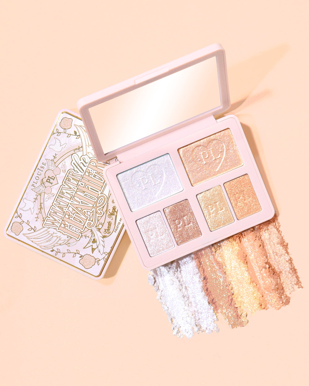 P.Louise Whatever The Feather shimmer topperpalett för ögon och ansikte med swatches
